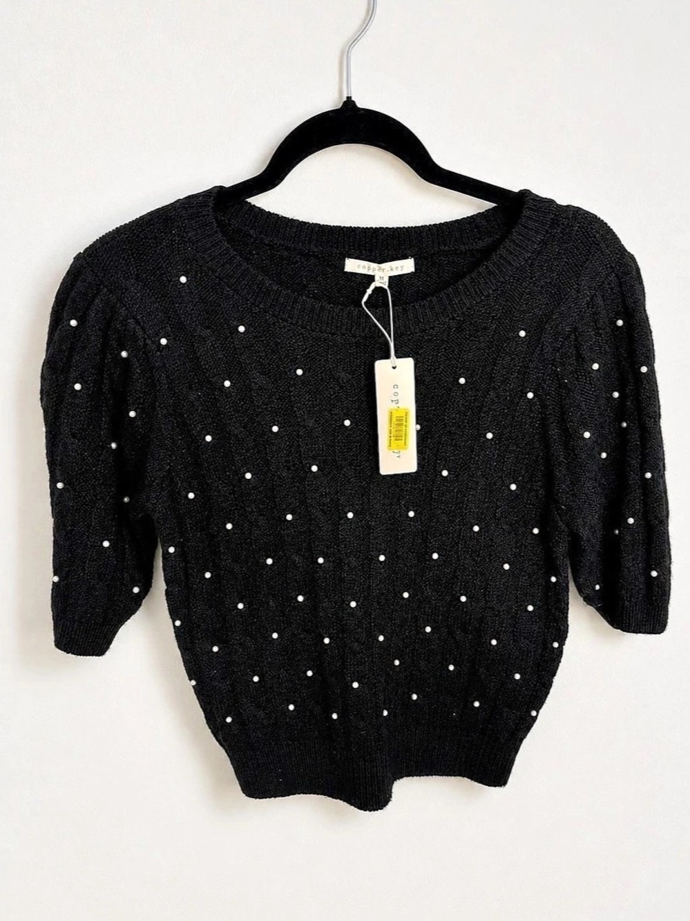 Copper Key Studded Black Sweater Size Medium NWT